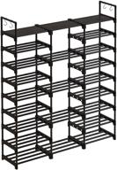 👠 wowlive 9 tier shoe rack: stackable shoe storage tower for 50-55 pairs - durable metal pipes & plastic connectors - stylish and space-saving shoe organizer cabinet (black) логотип