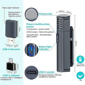 img 3 attached to Беспроводной лавальерный микрофон с шумоподавлением и частотой дискретизации 48 кГц по USB - микрофон на зажиме для компьютера, Android, ноутбука - идеально подходит для подкастов, влогов, TikTok, YouTube, конференций - подключение и воспроизведение, автосинхронизация