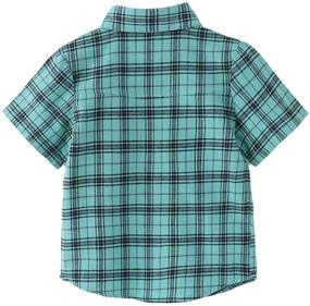 img 3 attached to 👕 Buffalo Plaid Toddler Boys Button Down Short Sleeve Shirt with Pocket - School Uniform Dress Shirt