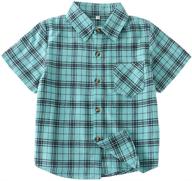 👕 buffalo plaid toddler boys button down short sleeve shirt with pocket - school uniform dress shirt logo