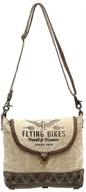 🚴 myra bags s-1036: stylish upcycled canvas crossbody bag with flying bikes design logo