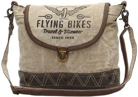 img 1 attached to 🚴 Myra Bags S-1036: Stylish Upcycled Canvas Crossbody Bag with Flying Bikes Design