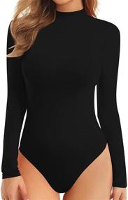 img 4 attached to 👗 MANGOPOP Women's Off-Shoulder Bodysuit Jumpsuit - Trendy Clothing for Women in Bodysuits