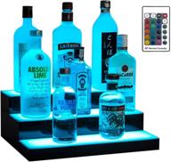 🥃 boss premium 16 inch led lighted bar liquor bottle alcohol whiskey 3-step shelf rack stand: stylish home bar display tray units and decor - designed in usa logo