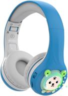 🐸 riwbox baosilon fb-7s frog kids headphones bluetooth - safe 75/85/95db, led light up, mic, tf-card - blue/grey - ideal for school/pc logo