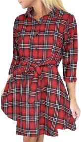 img 4 attached to FANCYINN Women Checkered Sleeve Casual Women's Clothing and Dresses