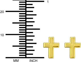 img 2 attached to Серьги-пусеты для детей с крестом из серебра 925 пробы, покрытого 14-каратным желтым золотом, гипоаллергенные, без никеля