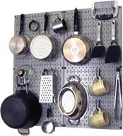 🧲 efficient kitchen storage: wall control pegboard organizer for pots and pans with grey board & black accessories logo