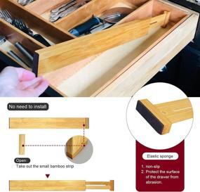 img 3 attached to 🍽️ Organize Your Kitchen with Vaisoz Bamboo Drawer Dividers – 4 Pack, Adjustable & Expandable"