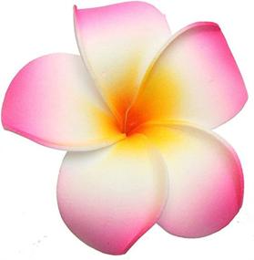 img 3 attached to 🌺 HugeStore 10 Pack 7cm Hawaiian Plumeria Hair Clips Beach Flower Headpieces for Wedding Party