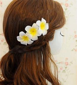 img 2 attached to 🌺 HugeStore 10 Pack 7cm Hawaiian Plumeria Hair Clips Beach Flower Headpieces for Wedding Party