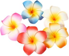 img 4 attached to 🌺 HugeStore 10 Pack 7cm Hawaiian Plumeria Hair Clips Beach Flower Headpieces for Wedding Party