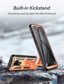 img 2 attached to 📱 YOUMAKER Galaxy S9 Plus Case - Heavy Duty Shockproof Cover with Built-in Screen Protector, Kickstand - 6.2-inch - Orange/Black