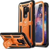 📱 youmaker galaxy s9 plus case - heavy duty shockproof cover with built-in screen protector, kickstand - 6.2-inch - orange/black logo