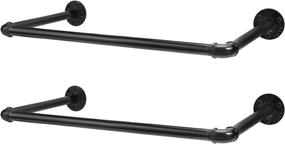 img 4 attached to 🧥 EGASON 21.3" Industrial Pipe Clothes Rack Set of 2 - Wall Mounted Iron Garment Rack Bar for Multi-Purpose Clothing Hanging and Closet Storage in Black