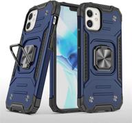 чехол для iphone 12 pro military style armor от ab business group с кольцом-держателем, подставкой и совместимостью с магнитным автомобильным креплением. логотип