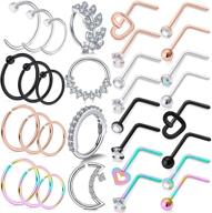 👃 cisyozi stainless steel nose rings - 18g 20g l shaped bone screw studs and hoop ring jewelry for nostrial piercing logo