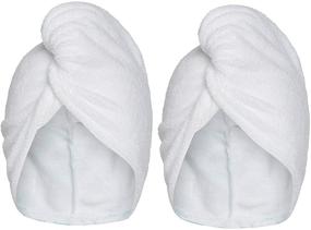 img 3 attached to Turbie Twist Microfiber Hair Towel Wrap for Women and Men, 2 Pack - Essential Bathroom Accessories for Quick Drying Curly, Long & Thick Hair (White, White)