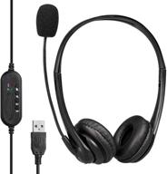 🎧 high-quality usb headset with microphone for pc, laptop, zoom & skype calls - lightweight headphones for video conferencing & call center usage logo