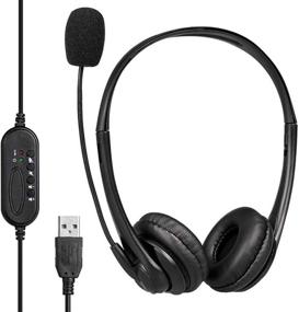 img 2 attached to 🎧 High-Quality USB Headset with Microphone for PC, Laptop, Zoom & Skype Calls - Lightweight Headphones for Video Conferencing & Call Center Usage