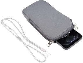 img 2 attached to Grey Neoprene Phone Sleeve Pouch with Neck Lanyard Wallet - Carrying Case for iPhone 12 Pro Max, 11 Pro Max, Galaxy S20, S10, S9, S8, A50, A50s, A51, A30, A30s, A10s, A10e, A20, A40, Pixel 4a 5G - Large Size