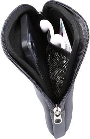 img 3 attached to Grey Neoprene Phone Sleeve Pouch with Neck Lanyard Wallet - Carrying Case for iPhone 12 Pro Max, 11 Pro Max, Galaxy S20, S10, S9, S8, A50, A50s, A51, A30, A30s, A10s, A10e, A20, A40, Pixel 4a 5G - Large Size