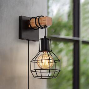 img 2 attached to 🔌 Dimmable Plug-in Wall Sconce, LIGHTESS Wall Light with On/Off Dimmer Switch, Industrial Metal Black Wall Lamp for Living Room LG9872949