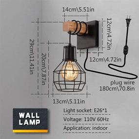 img 3 attached to 🔌 Dimmable Plug-in Wall Sconce, LIGHTESS Wall Light with On/Off Dimmer Switch, Industrial Metal Black Wall Lamp for Living Room LG9872949