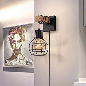 img 1 attached to 🔌 Dimmable Plug-in Wall Sconce, LIGHTESS Wall Light with On/Off Dimmer Switch, Industrial Metal Black Wall Lamp for Living Room LG9872949