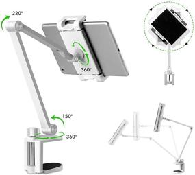 img 2 attached to 📱 Держатель подставки Viozon для планшета: высота и угол регулируются, длинное алюминиевое крепление, совместимо с мобильным телефоном и планшетом (белый)