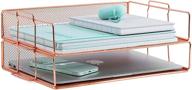 🌹 stylish 2 tier rose gold letter tray - organize your desk with this stackable paper tray for home office and desk accessories логотип