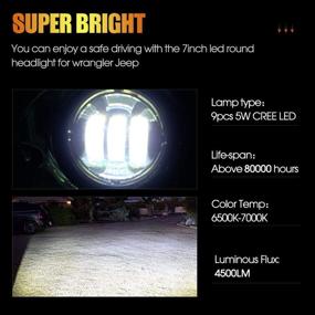 img 3 attached to 4WDKING 7-дюймовые светодиодные круглые фары: Cree H6024, высокий и низкий луч - совместимы с Wrangler 97-2017 JK TJ LJ CJ Hummer H1 H2 (черная пара)
