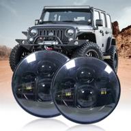4wdking 7-дюймовые светодиодные круглые фары: cree h6024, высокий и низкий луч - совместимы с wrangler 97-2017 jk tj lj cj hummer h1 h2 (черная пара) логотип