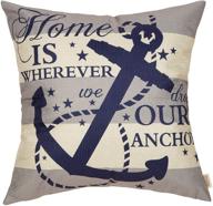 ⚓ nautical farmhouse decorative throw pillow cover: home is wherever we drop our anchor quote sign – summer cruise lover decoration for sofa couch logo
