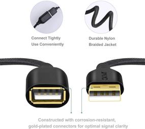 img 3 attached to 🔌 Окрай 5-Pack USB удлинитель кабеля - 6 FT/1.83M, Тип A Мужчина в Женский шнур, Нейлон Вязаный, Золотисто-Покрытый Коннектор - Переходник для передачи данных для USB флэш-накопителя, Клавиатура - Черный (5 штук в упаковке)