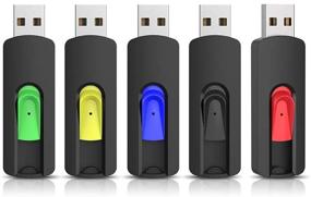 img 4 attached to 🖥️ KEATHY 64GB Flash Drive 5 Pack - USB 2.0 Thumb Drive Bundle, Retractable Slide Zip Memory Sticks for PC/Mac - Data Storage Backup in 5 Mixed Colors