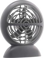 treva rechargeable battery small fan - portable handheld cooling device with usb charging port - 3 speeds, compact design - ideal for travel or desktop use - grey, 1 logo