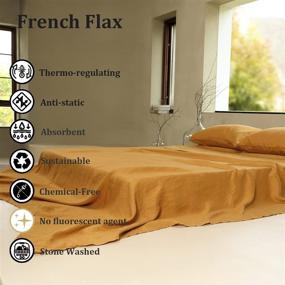 img 2 attached to 🛏️ TOSMO Pure Linen Sheets Set - 100% French Natural Linen Flax Bedding 4pc Set (Queen Size) - Butternut