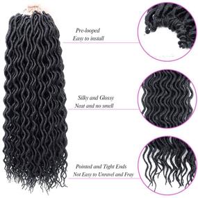 img 2 attached to 🔗 18 Inch Crochet Faux Locs Hair Extensions - 6 Packs of Goddess Locs Crochet Braids, Curly Faux Locs Braiding Hair, Soft Synthetic Crochet Locs Hair (1B)