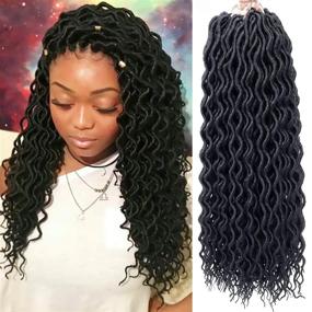 img 4 attached to 🔗 18 Inch Crochet Faux Locs Hair Extensions - 6 Packs of Goddess Locs Crochet Braids, Curly Faux Locs Braiding Hair, Soft Synthetic Crochet Locs Hair (1B)