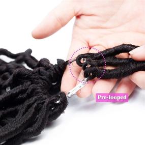 img 3 attached to 🔗 18 Inch Crochet Faux Locs Hair Extensions - 6 Packs of Goddess Locs Crochet Braids, Curly Faux Locs Braiding Hair, Soft Synthetic Crochet Locs Hair (1B)