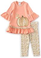 🎃 cute and comfy bonnie jean thanksgiving outfit - coral pink pumpkin leggings set for baby, toddler and little girls logo