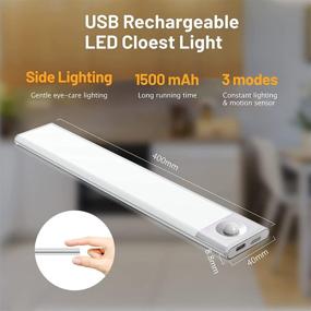 img 3 attached to Wireless Motion Sensor Closet Lights, Ultra-Thin 16-inch Rechargeable Under Cabinet Lighting with 72 LEDs, Magnetic Night Lights for Wardrobe, Kitchen, Hallway - 1500mAh Battery Operated Stick-on Light