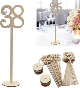 img 1 attached to 🔢 Tinksky Wooden Table Numbers with Holder Base - Pack of 40 for Wedding & Party Decor