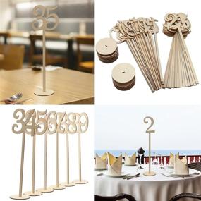 img 3 attached to 🔢 Tinksky Wooden Table Numbers with Holder Base - Pack of 40 for Wedding & Party Decor