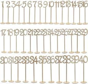 img 4 attached to 🔢 Tinksky Wooden Table Numbers with Holder Base - Pack of 40 for Wedding & Party Decor