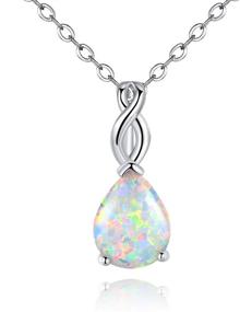 img 4 attached to Stunning White Fire Opal Pendant Necklace: Perfect Birthstone Jewelry Gift for Women and Girls
