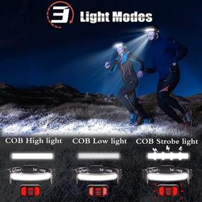 img 3 attached to 🔦 2-Pack Rechargeable Headlamp Black - Wide Beam 230° Illumination, 1000 Lumen, 3 Modes - Super Bright LED Headlamp Flashlight for Hiking, Running, Fishing, Camping - Lightweight Head Lamp