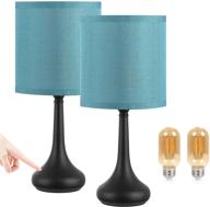 🛏️ kakanuo blue touch bedside lamp set of 2: 3 way dimmable desk lamp with lampshade for bedroom, living room, and office (led bulbs included) логотип