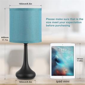 img 3 attached to 🛏️ Kakanuo Blue Touch Bedside Lamp Set of 2: 3 Way Dimmable Desk Lamp with Lampshade for Bedroom, Living Room, and Office (LED Bulbs Included)